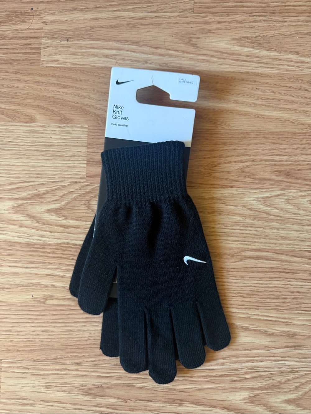Nike Unisex Black Knit Gloves with Swoosh- L/XL
